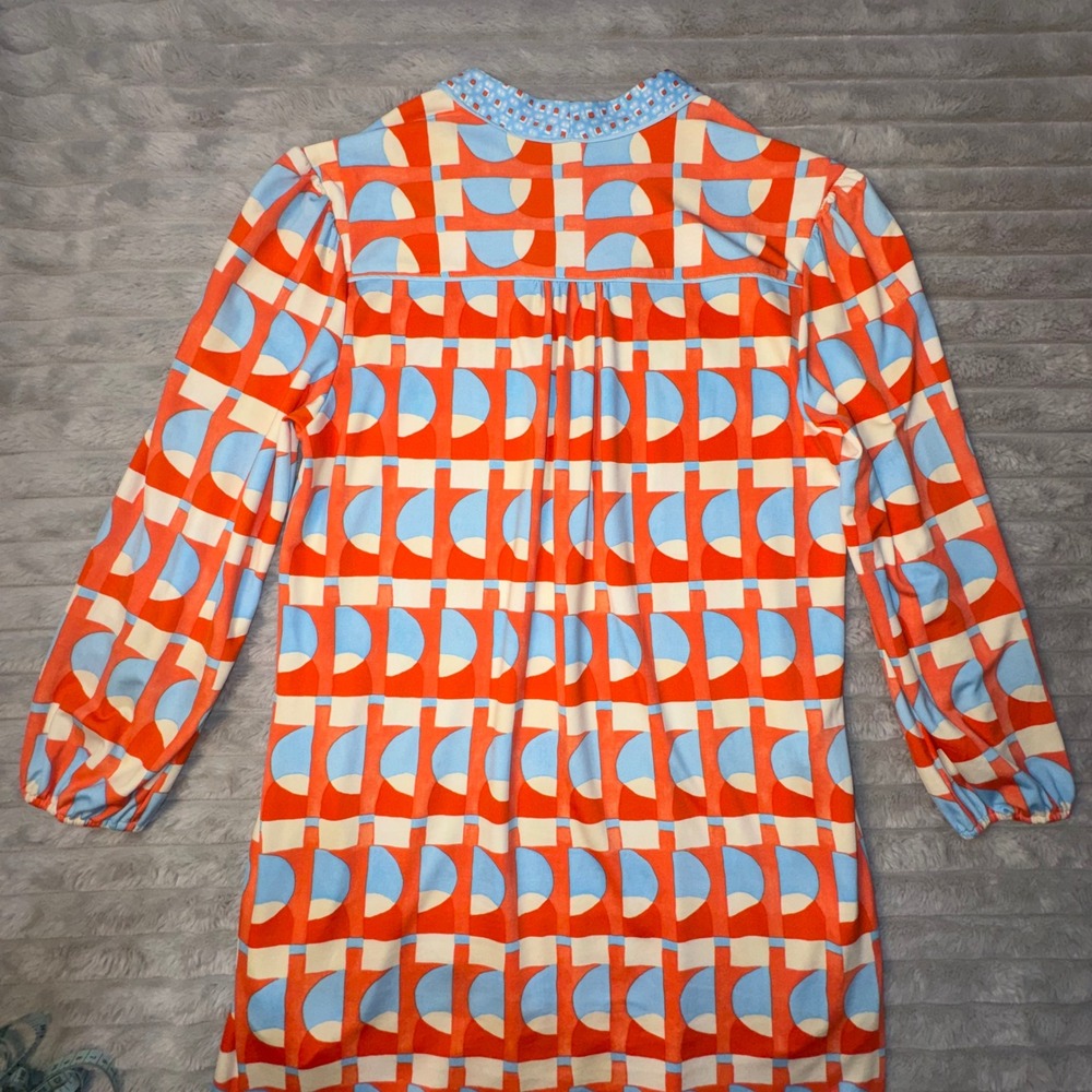 J.McLaughlin Women's Medium Emer‎ Dress Eclipse Orange Blue Shift Catalina Cloth - Picture 10 of 14